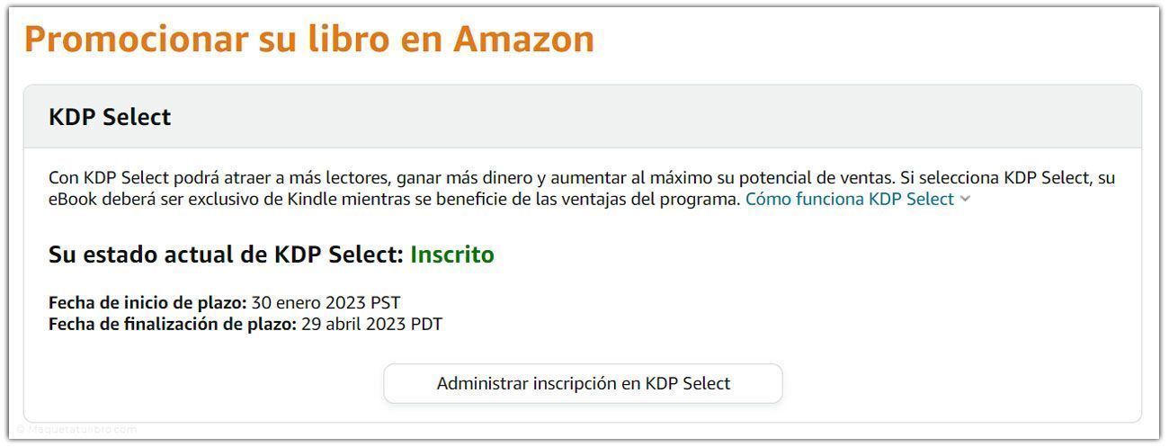 Inscripción en KDP Select de Amazon